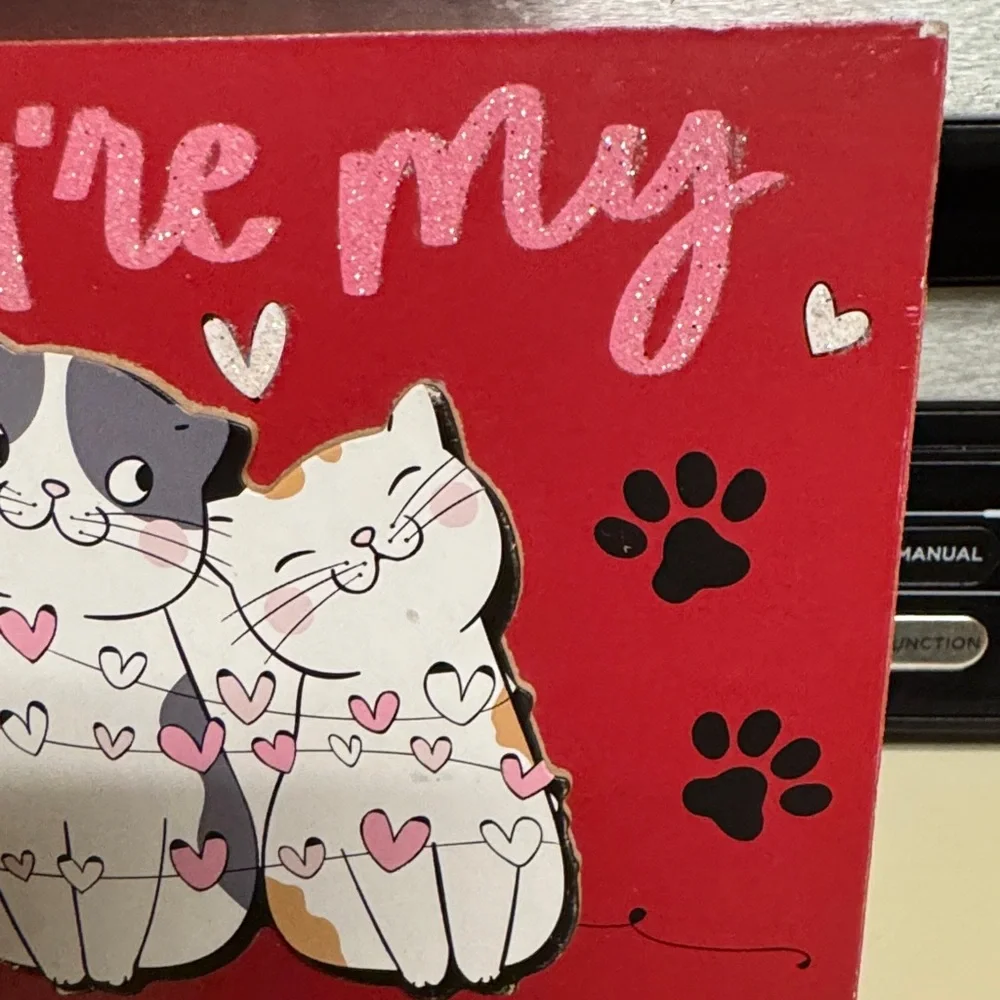 Cute Cat Wall Art - Red and White
